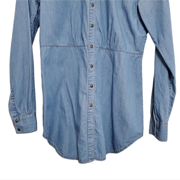 CAbi Jeans Chambray Blue Button Down Long Sleeve Tunic 100% Cotton Size Small - Picture 5 of 10